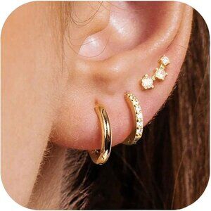 Gold Earrings for Women Trendy 14k Gold Plated Earrings Set Dainty Gold Stud